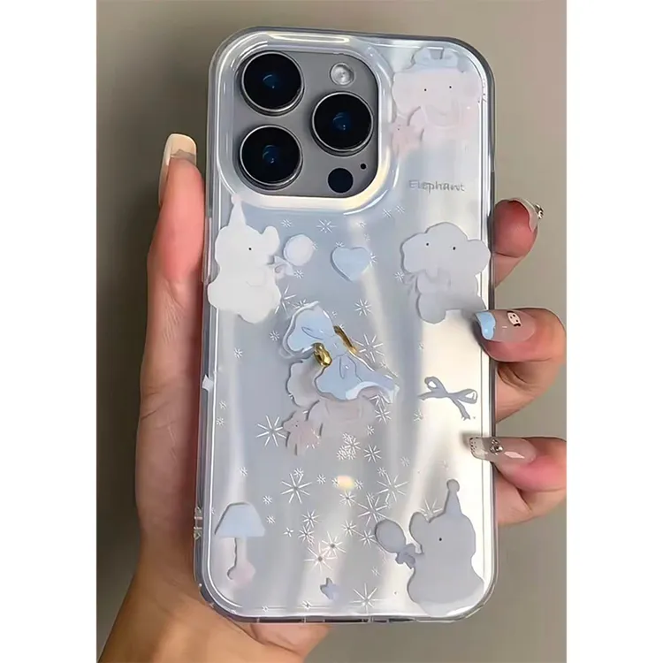 BANCA转转蝴蝶结小象适用苹果16/15promax手机壳iPhone14流星纹13