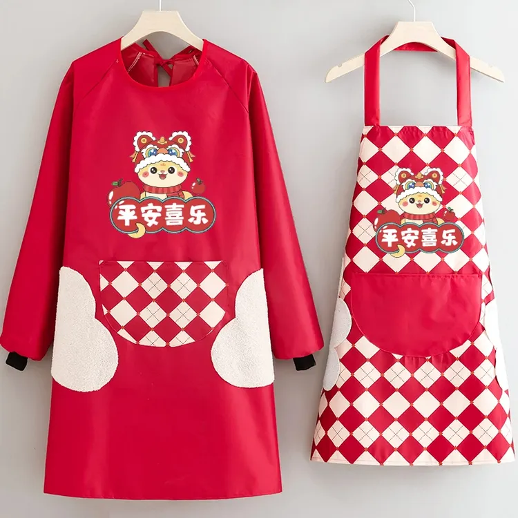 时尚耐脏耐磨防水防油新年款工作服罩衣男女同款蛇年爆款围裙工作