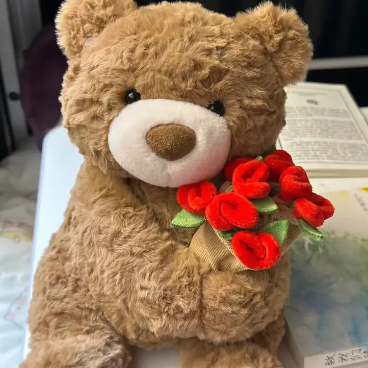 【莯莯】情人节磁力悄悄熊玫瑰花帽香薰玫瑰花小熊毛绒布艺玩具熊xx