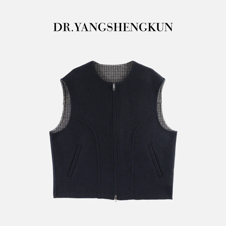 杨圣坤2025新品110支羊绒澳洲羊毛混纺极简圆领无袖马夹TR2592931