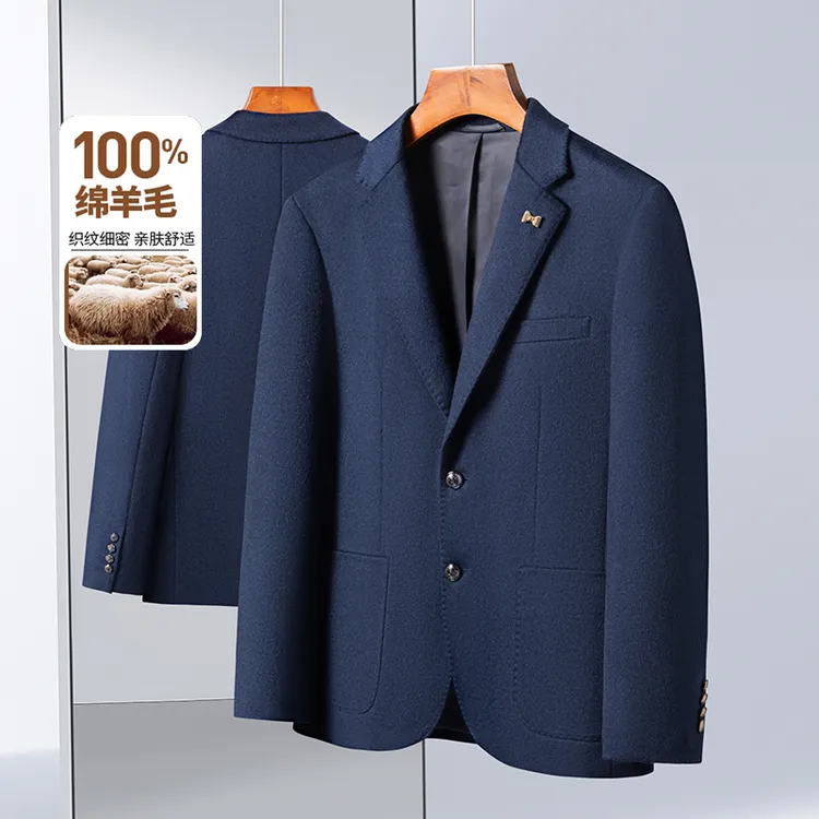 2025秋冬季男士100%绵羊毛单西外套青年韩版商务休闲便西上衣韩版