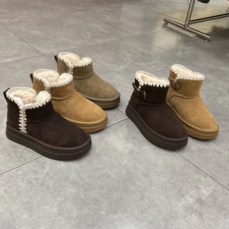 赫谷厚底时尚雪地靴女2025冬季新款加厚保暖增高棉鞋暖暖短靴