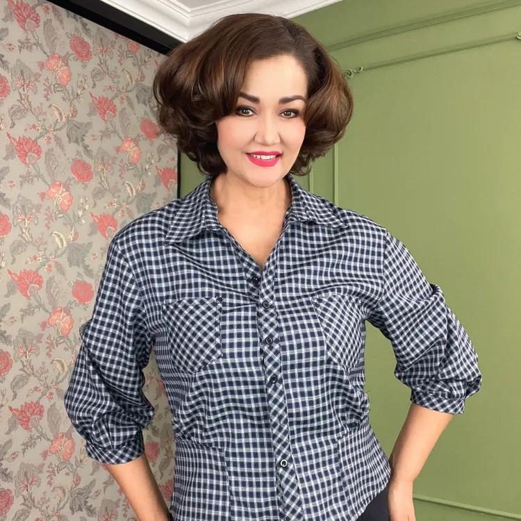 【包邮】女装翻领外套格纹衬衣衬衫长袖格子衫#2517