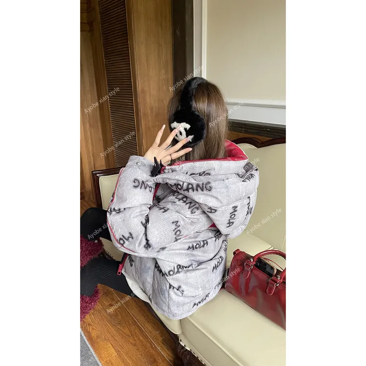 【AYOBE】小贤  小众潮牌涂鸦美式甜酷风90白鸭绒保暖外套