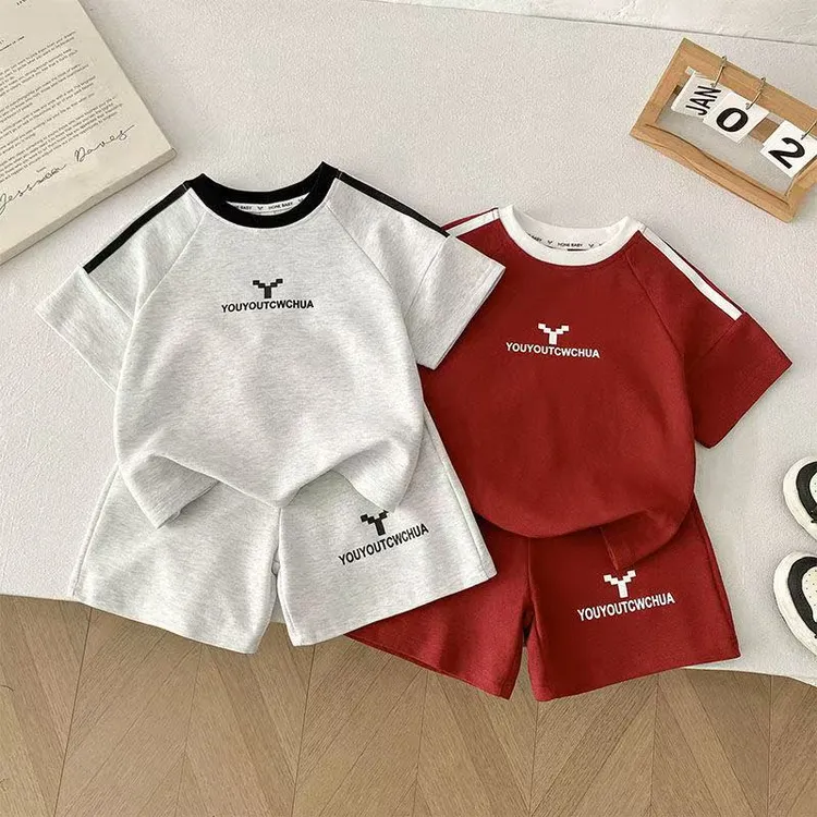 儿童套装女童夏季新款男童短袖短裤2025年款衣服儿童洋气时尚