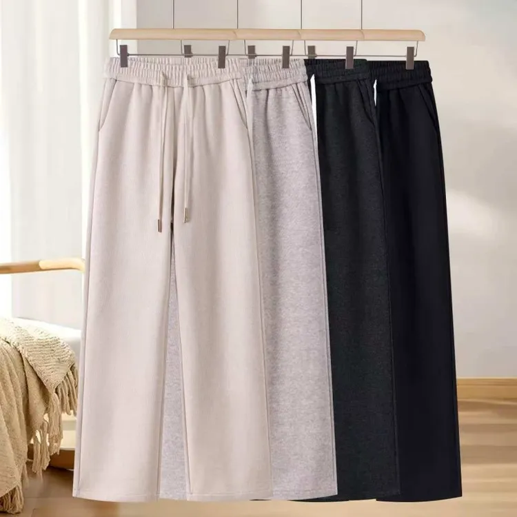 【2686】秋季爆款新中式国风松紧腰抽绳加厚直筒裤时尚百搭休闲裤