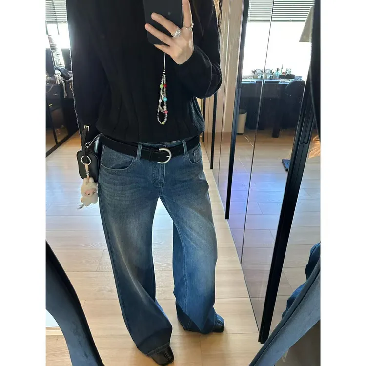 LA 2%莱卡 四面弹 复古做旧 精裁直筒牛仔裤 25592