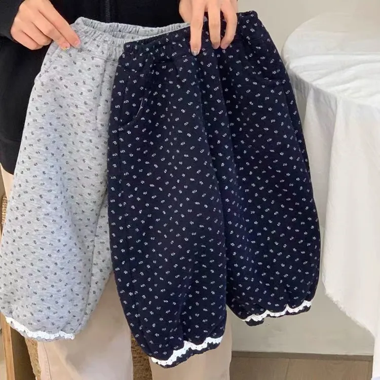 女童春秋长裤2025新款女宝宝外穿秋季碎花休闲裤女孩洋气灯笼裤子