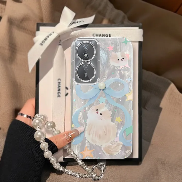 带镜头膜华为Honor荣耀畅玩50Plus手机壳羽纱蝴蝶结猫咪CLK-AN00