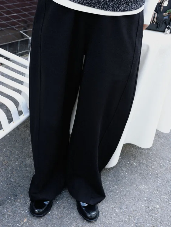 TT设计师【大长腿】日系高级感简约设计遮肉显瘦高腰阔腿裤TT190812