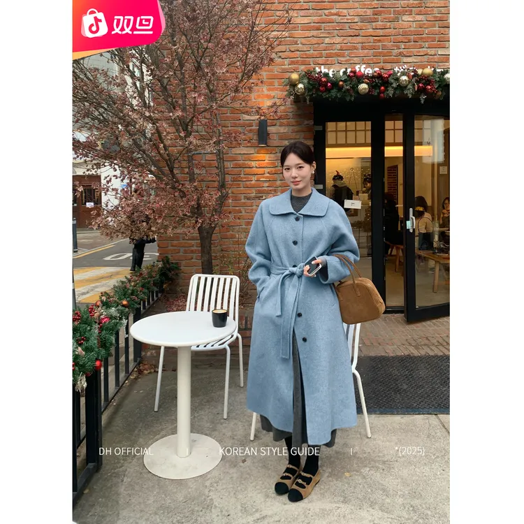 DH 大花的双旦【冰岛大衣】“100%绵羊毛”显白氛围感气质双面呢大衣