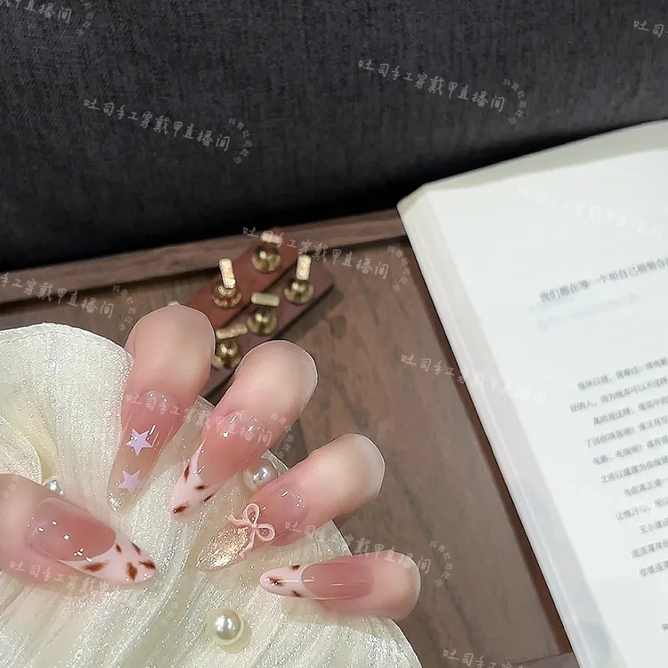 【甜心豹纹】纯手工穿戴甲美甲可拆卸穿戴式持久反复使用DZ