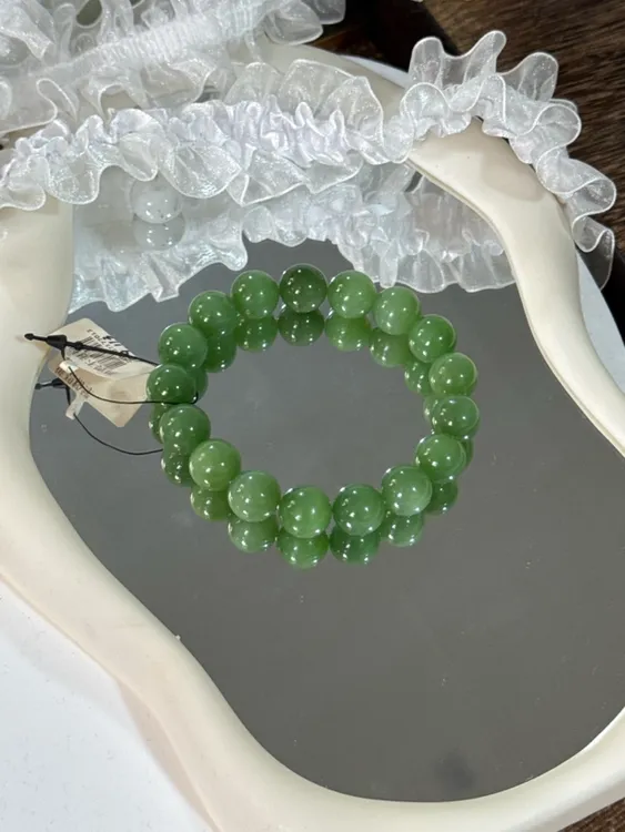 俄料碧玉粉绿手串卡12