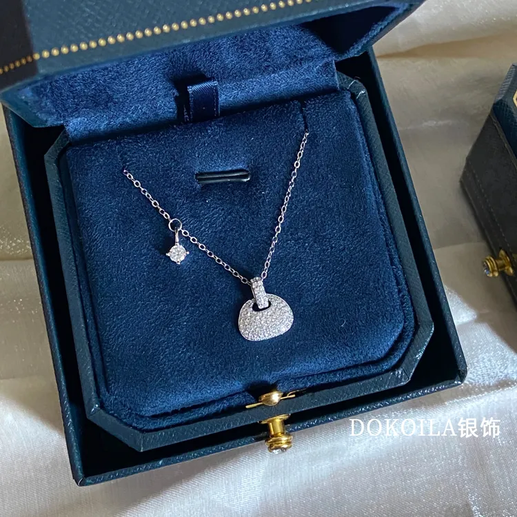 DOKOILA 坠链均925银 纯银闪钻小荷宝项链女手提包吊坠高级感