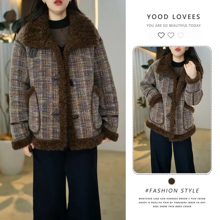 韩系时尚撞色洋气拼接上衣女2025冬季新款小众设计感加厚保暖外套