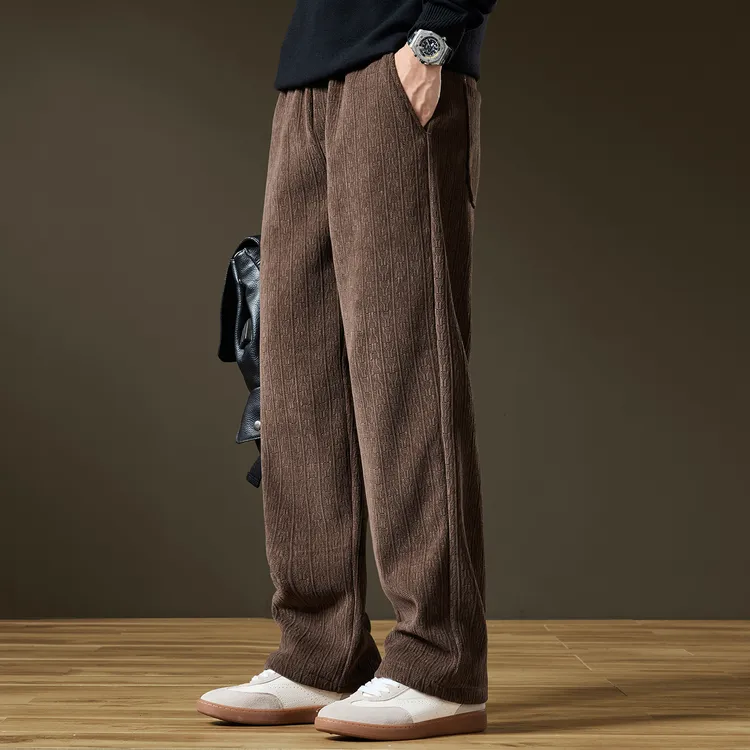2025秋冬新款麦穗纹卫裤男士宽松直筒潮牌灯芯绒加厚运动休闲长裤