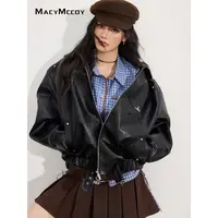 【毛毛专属】MacyMccoy拉链机车皮衣外套女计感酷飒防风挺括上衣潮