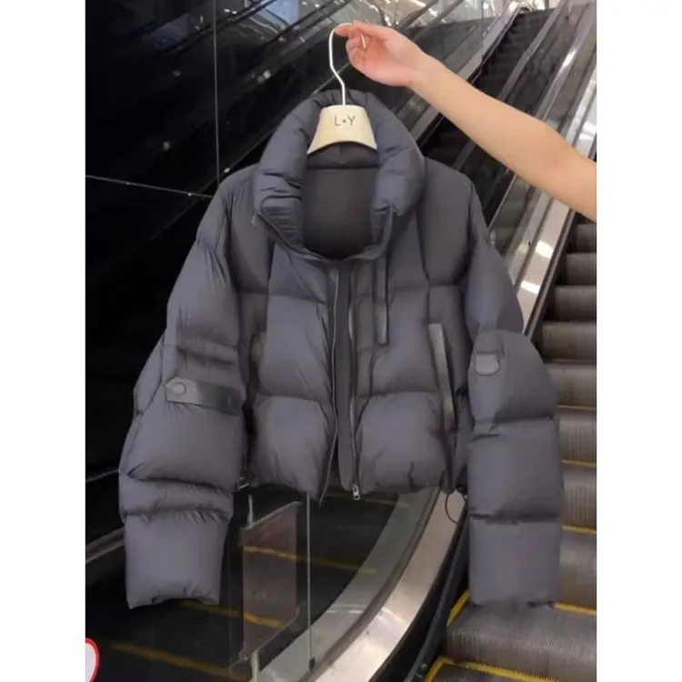 【奥莱断码】韩系独特超好看黑色短款羽绒棉服冬季2025新款高端洋