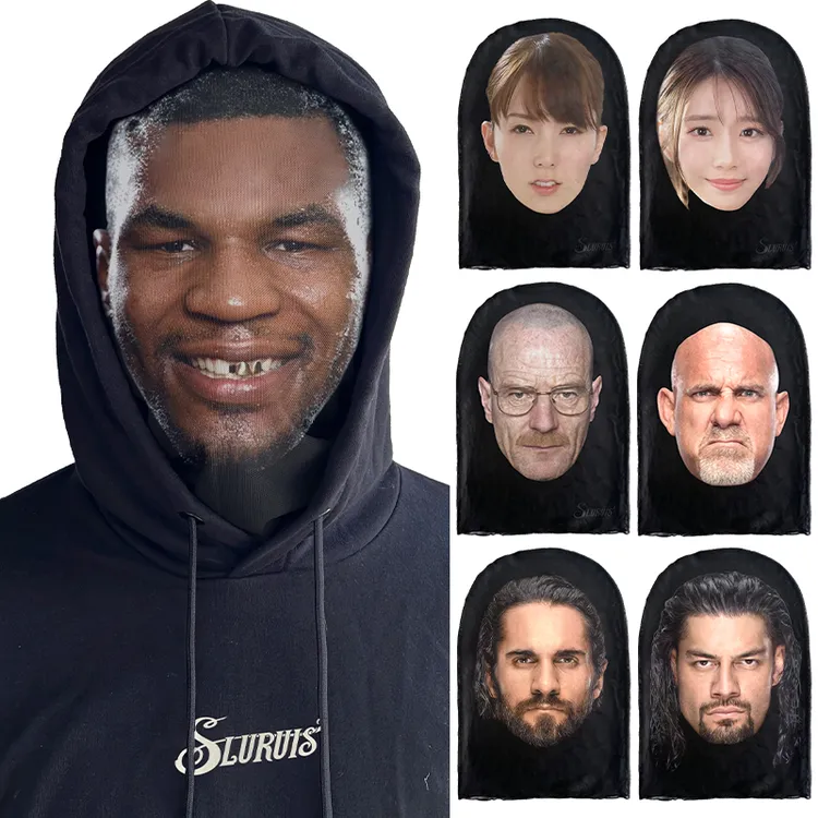 3D人脸网纱面罩头套WWE强森高柏罗门聚会演出派对装扮恶搞面具