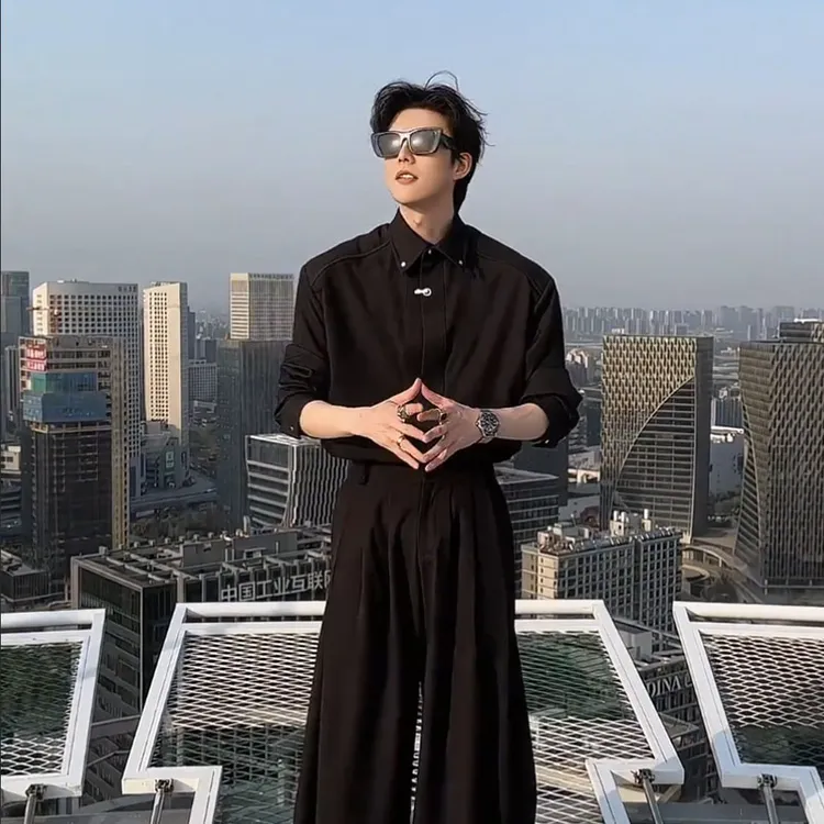 龙刀刀春季新品原创设计师款高级感简约衬衫套装休闲宽松衬衣长裤