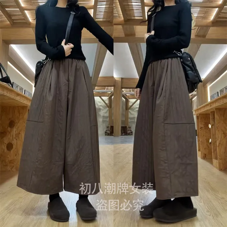 66681加厚七分裤棉裤2025冬季新款宽松保暖厚实A版型遮肉休闲裤女