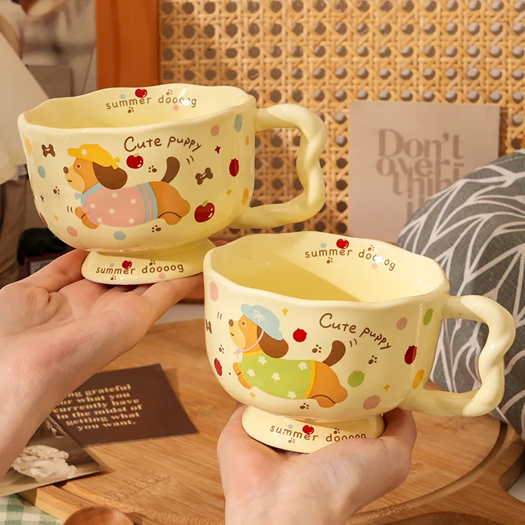【马克杯】腊肠狗少女心陶瓷带手柄水杯无盖情侣学生喝水杯马克杯