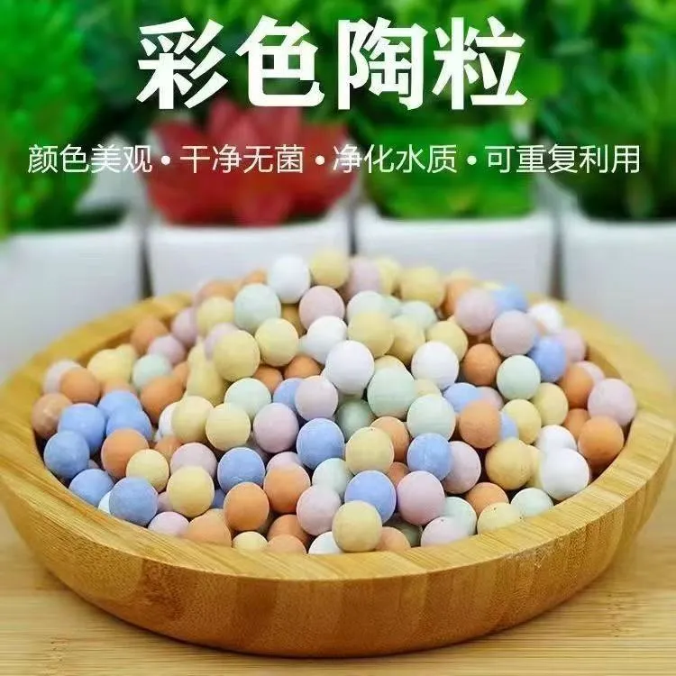 彩色陶粒防虫垫底铺面造景石绿植盆栽无土水培通用型小彩蛋陶粒球