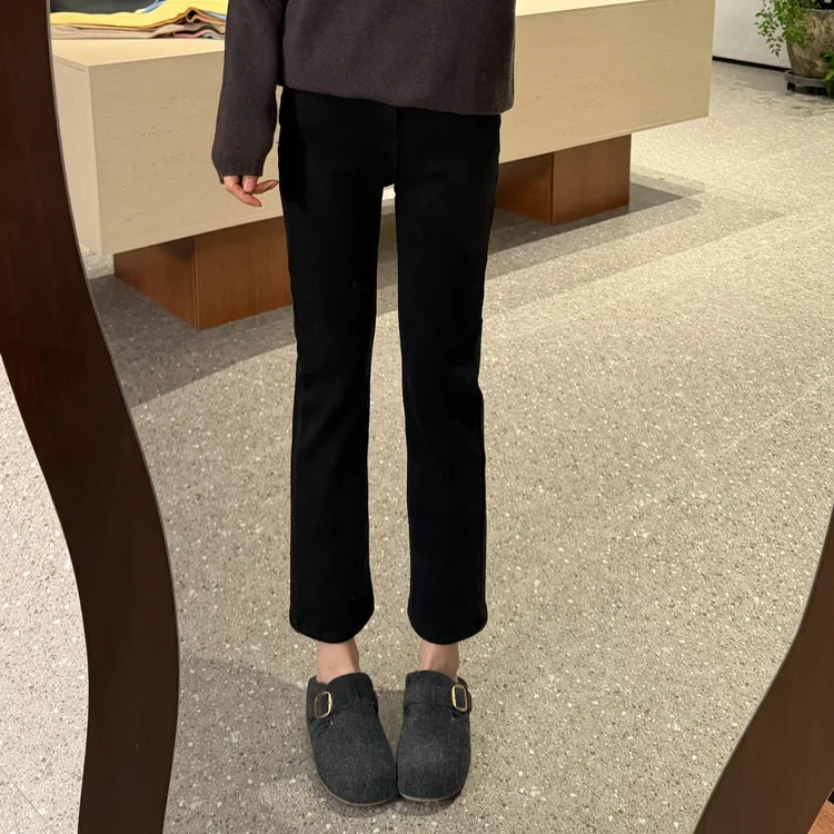 宿慕SUMU 时尚百搭加绒加厚烟管牛仔裤12-5冬季新款牛仔裤33036-1