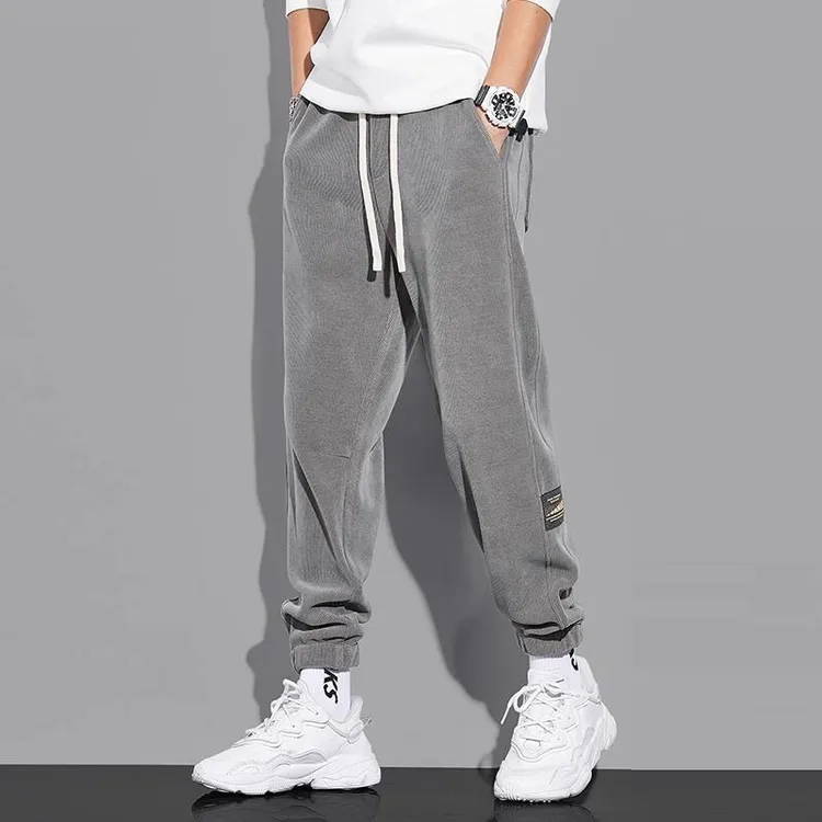 仓石一树休闲高级感卫裤灰色宽松束脚运动裤子男款秋冬款裤子男装