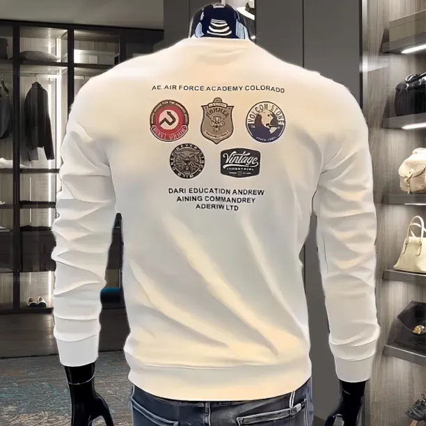 欧货新款男士时尚休闲套头卫衣秋冬百搭打底长袖圆领品质上衣潮流