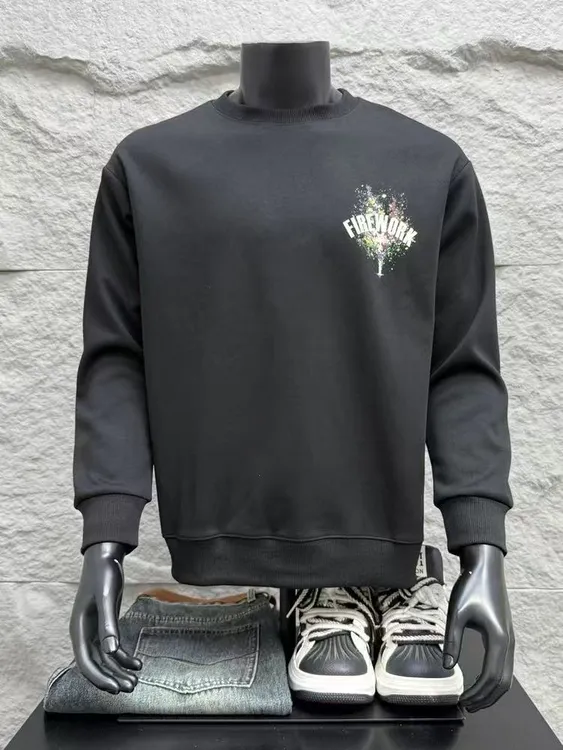 潮牌印花美式休闲圆领卫衣男秋季新款时尚百搭帅气套头长袖打底衫