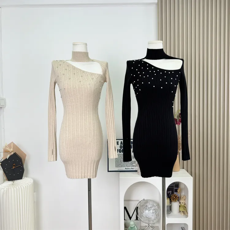 【娇欲妲己】手工钉钻 s型曲线针织衫连衣裙女