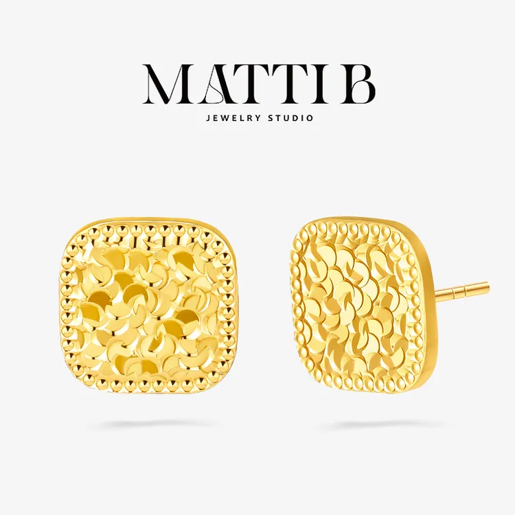 铜合金耳饰 复古高级感碎冰冰小方糖高级气质爆款百搭耳钉女2089