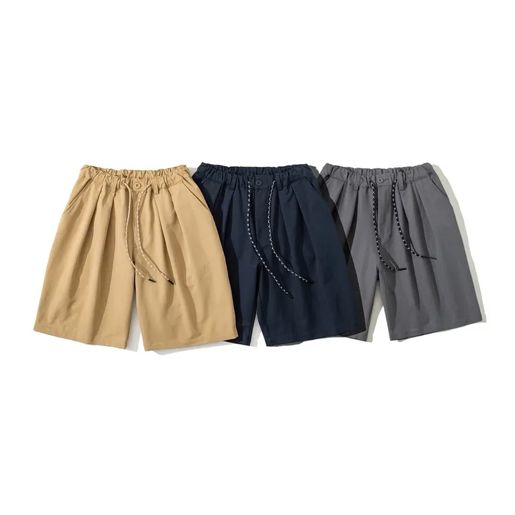 男士抽绳纯色短裤百搭夏季时尚日系极简五分裤 185