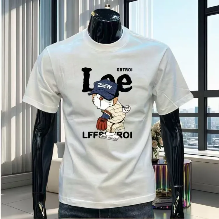 LI美式痞帅230克重磅纯棉短袖T恤男女微修身休闲时尚圆领印花上衣