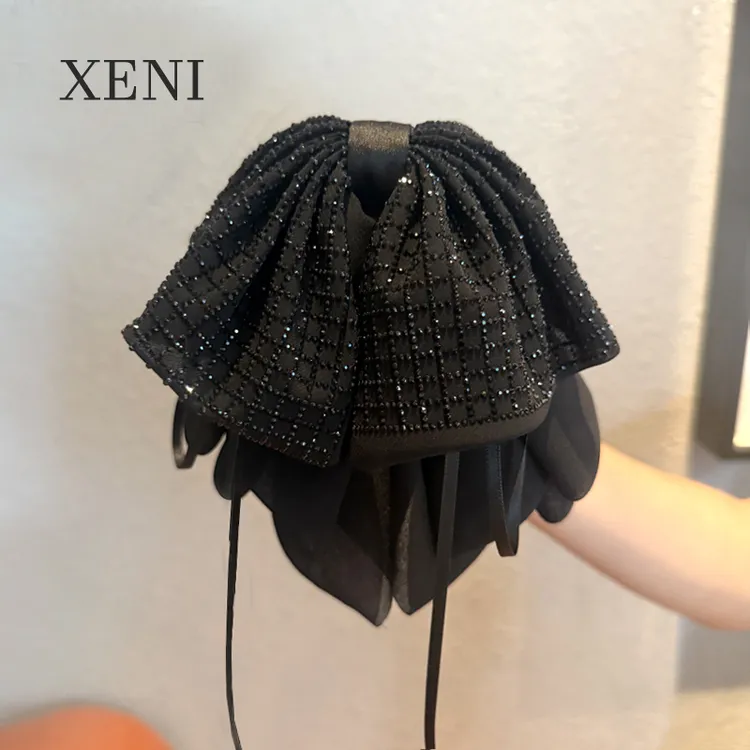2025新款网纱闪钻蝴蝶结马尾夹后脑勺半扎发气质百搭头饰女抓夹