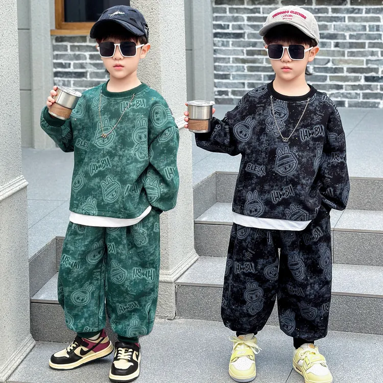 男童卫衣套装春秋款2025新款卡通儿童拉布布衣服小男孩秋装运动服