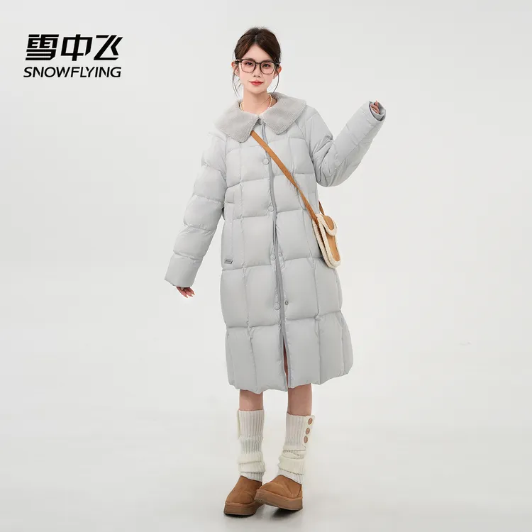 【25年新款】翻领冬季中长款防风防寒时尚鸭绒羽绒服女款