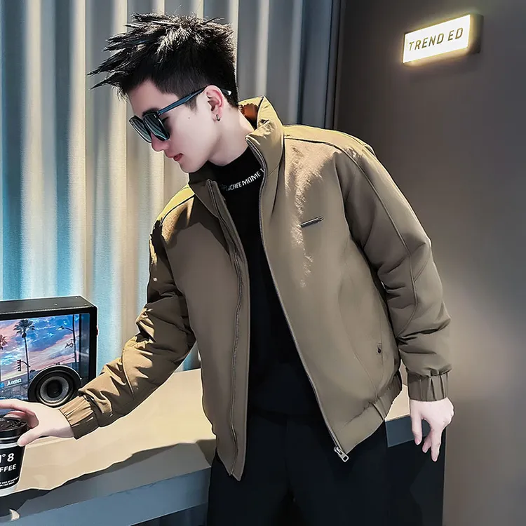 立领棉衣男冬季设计感休闲外套袄子2025新款冬装修身加厚保暖棉服