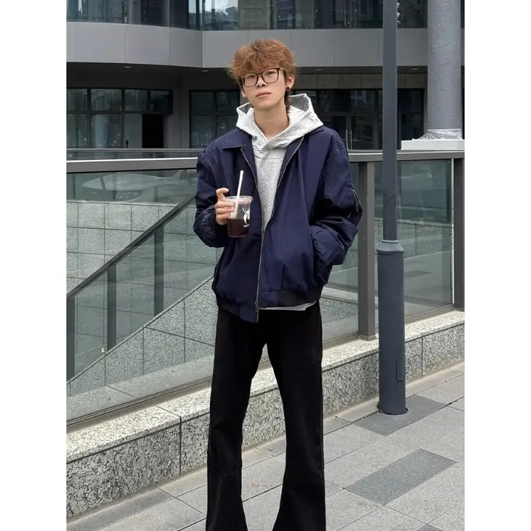 藏青色ma1美式飞行夹克男外套秋季cleanfit高级感痞帅短款棒球服