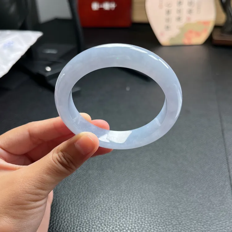54-55正圈梦幻蓝翡翠a货手镯