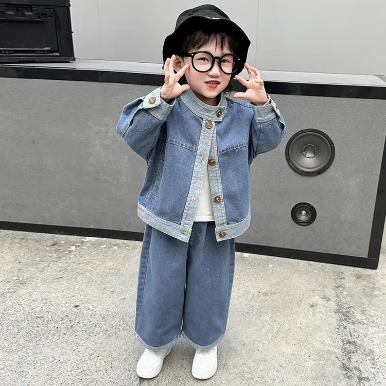 儿童宝宝牛仔套装新款韩版宽松上衣外套潮酷痞帅童装