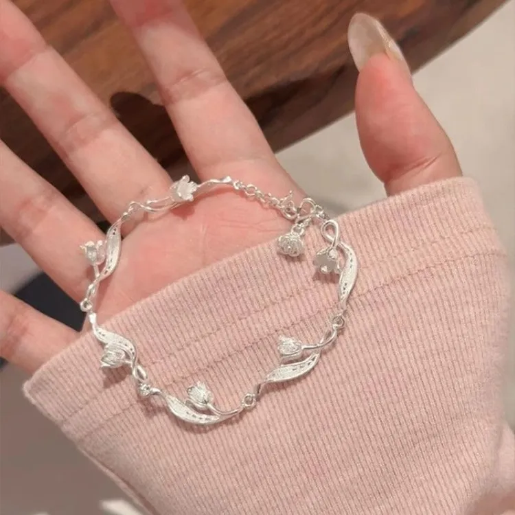 合金手链 初遇倾心铃兰花波浪手链清冷感精致高级超仙气质手饰