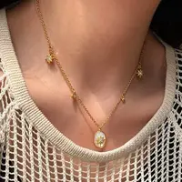 合金贝壳项链 8756号35805#复古时尚镶嵌星星设计感项链（预）
