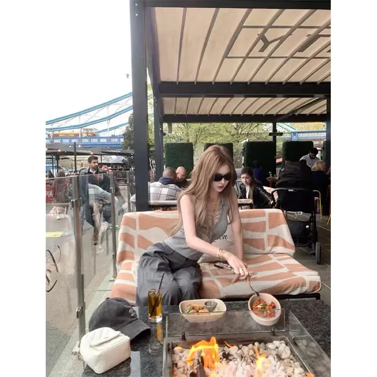 辣妹性感气质修身V领无袖针织背心上衣夏季高腰显瘦垂感直筒长裤