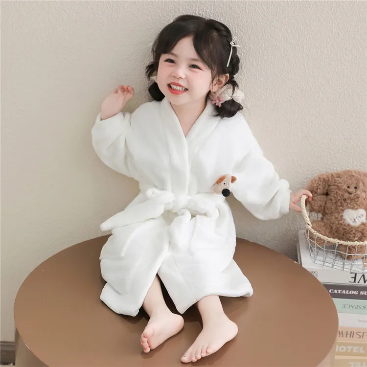 秋冬季女童珊瑚绒睡袍珊瑚绒秋冬季保暖速干吸水宝宝儿童浴袍柔软