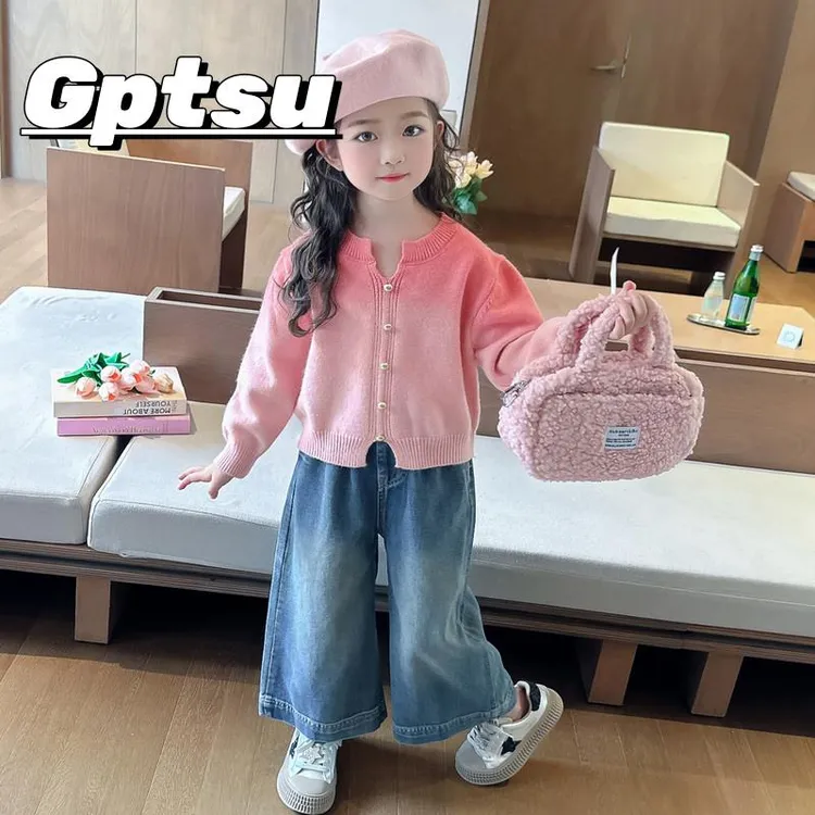 GPTSu女童渐层套装儿童洋派上衣2025洋气百搭阔腿裤女宝宝春秋装