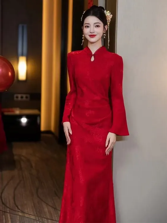 新中式旗袍改良敬酒服2025新款新娘结婚礼服鱼尾订婚回门服新娘女