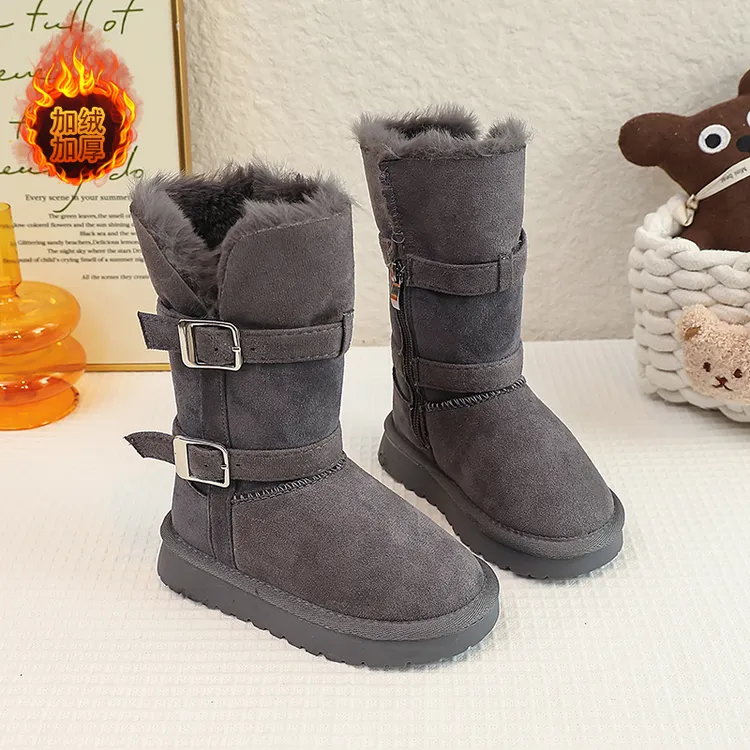 儿童雪地靴2025冬新款皮毛一体两穿大棉鞋加厚保暖男女童棉靴棉鞋