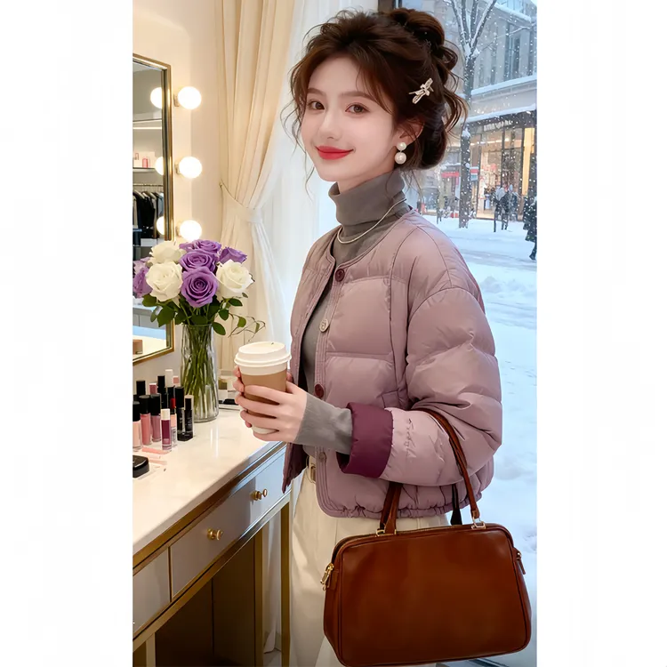 【巴黎紫水晶】韩系棉服女冬季2026小个子新年战袍厚外套